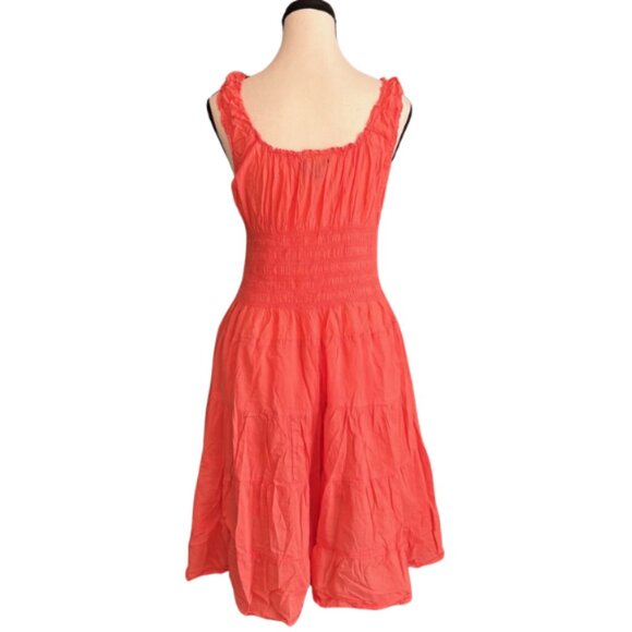 CORAL 100% COTTON LINED SUMMER TIERED DRESS WITH SMOCKED WAIST, SZ.M - Picture 6 of 8